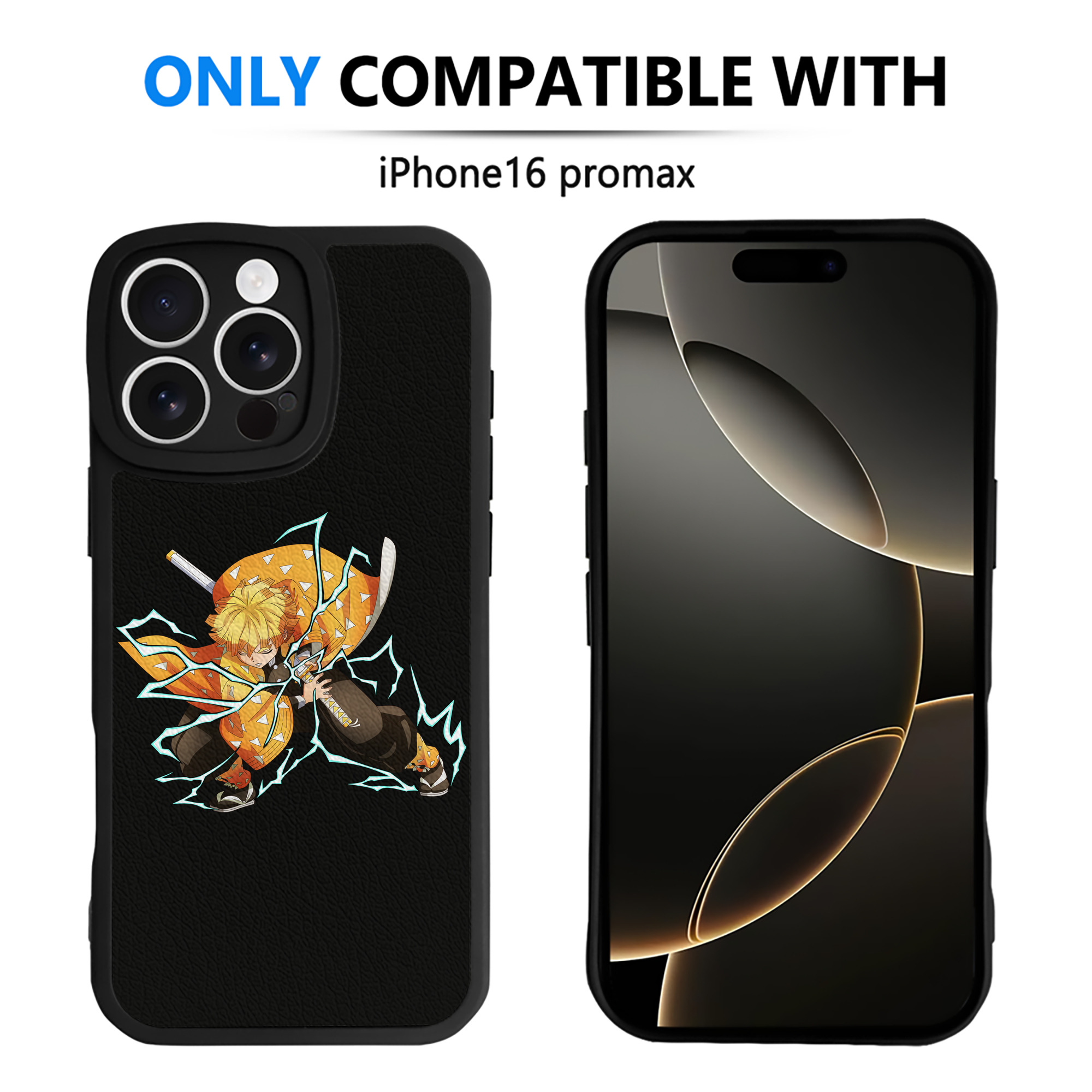 （画像用） 鬼滅の刃（きめつのやいば）我妻 善逸／あがつま ぜんいつ Agatsuma Zenitsu 【iPhone 16シリーズ対応】シリコンスマホケース（レザー調） 材質：シリコン